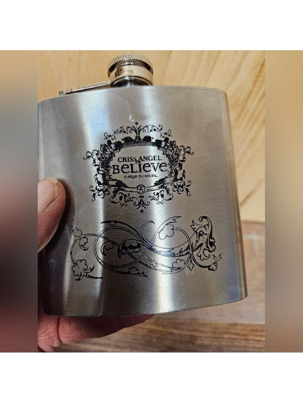 Rare Vintage Unisex Criss Angel "Believe" Cirque du Soleil 6 oz Metal Flask